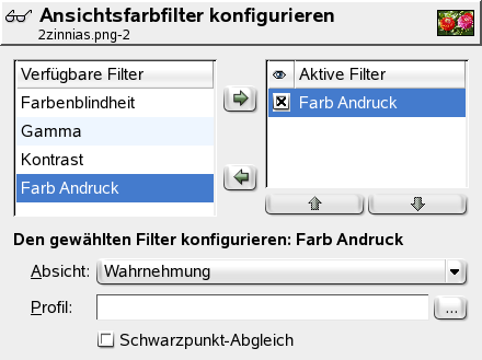 Der Farbandruck-Dialog